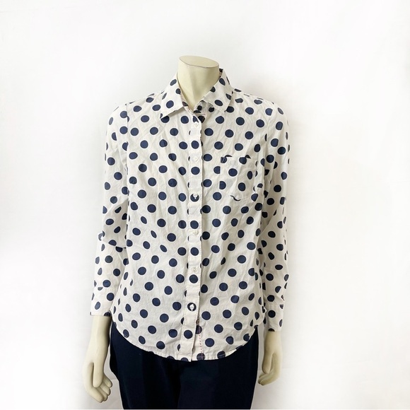 Boden Button Down The Classic White Navy Blue - Picture 2 of 8